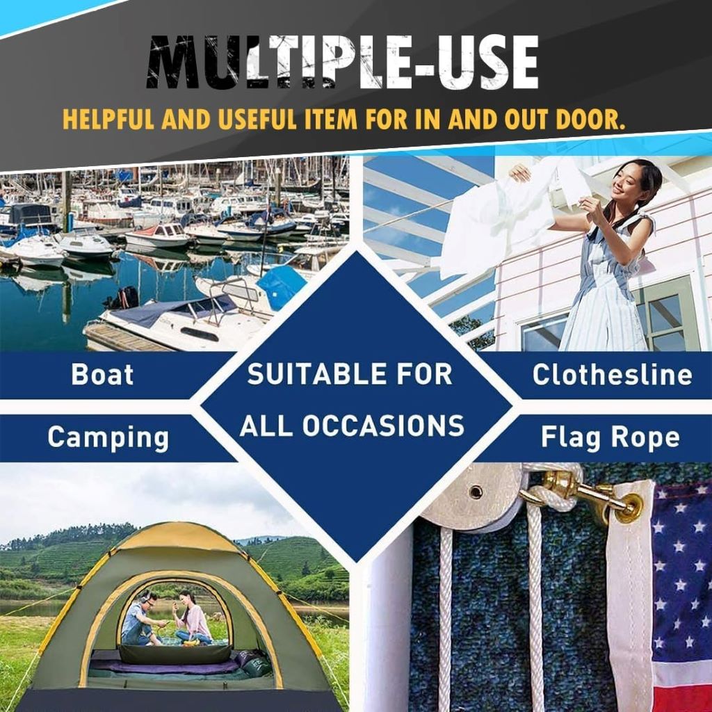 Coiled PerkHomy nylon rope highlighting its suitability for all types of tasks.