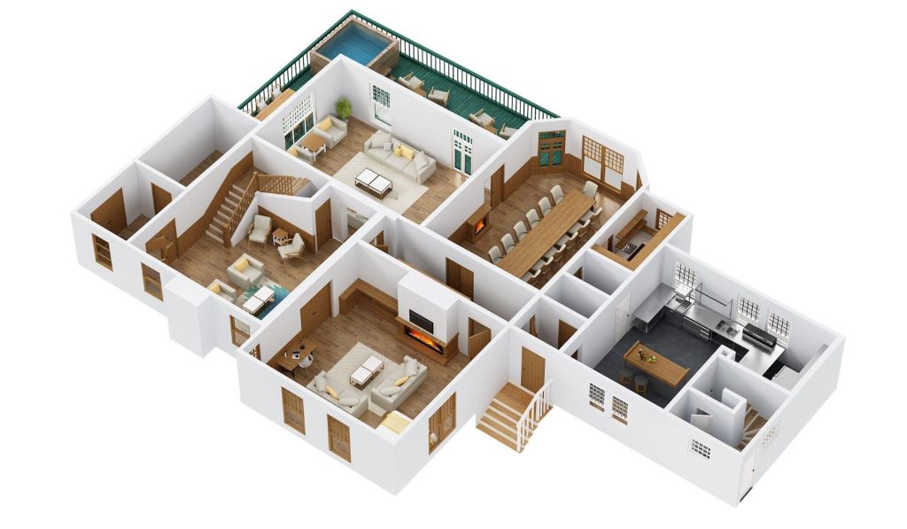 DIY home floor plan layout with labeled rooms and basic measurements