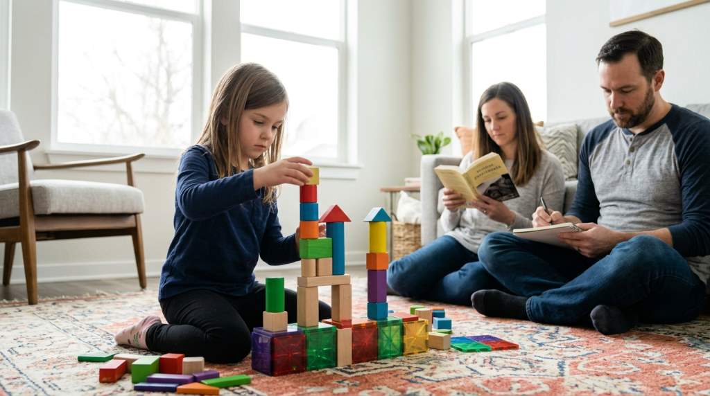 Denver family enjoying a screen free evening at home