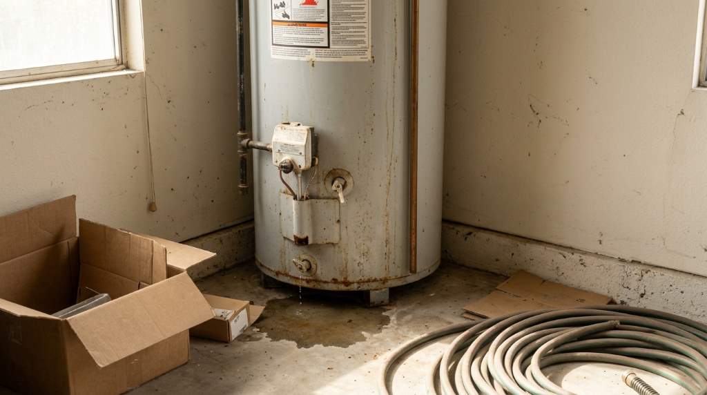 Homeowner monitoring smart water heater performance on a mobile device