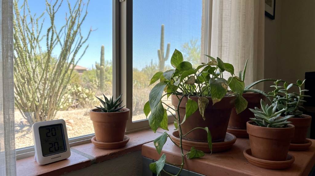 Phoenix homeowner caring for indoor plants during dry season
