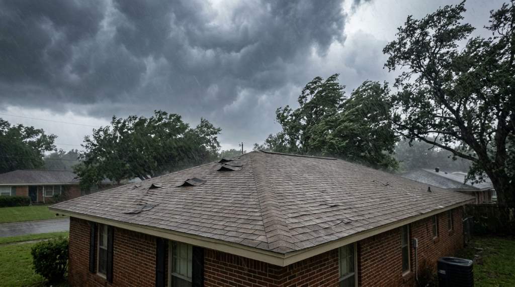 Professional contractor inspecting roof decking