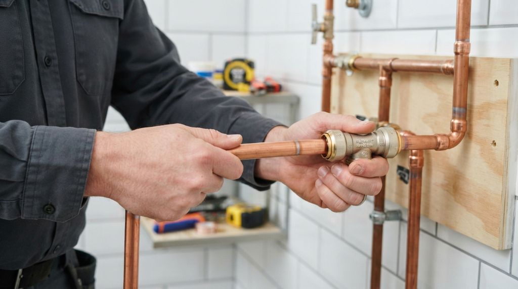 Connecting copper pipes with a push-fit fitting