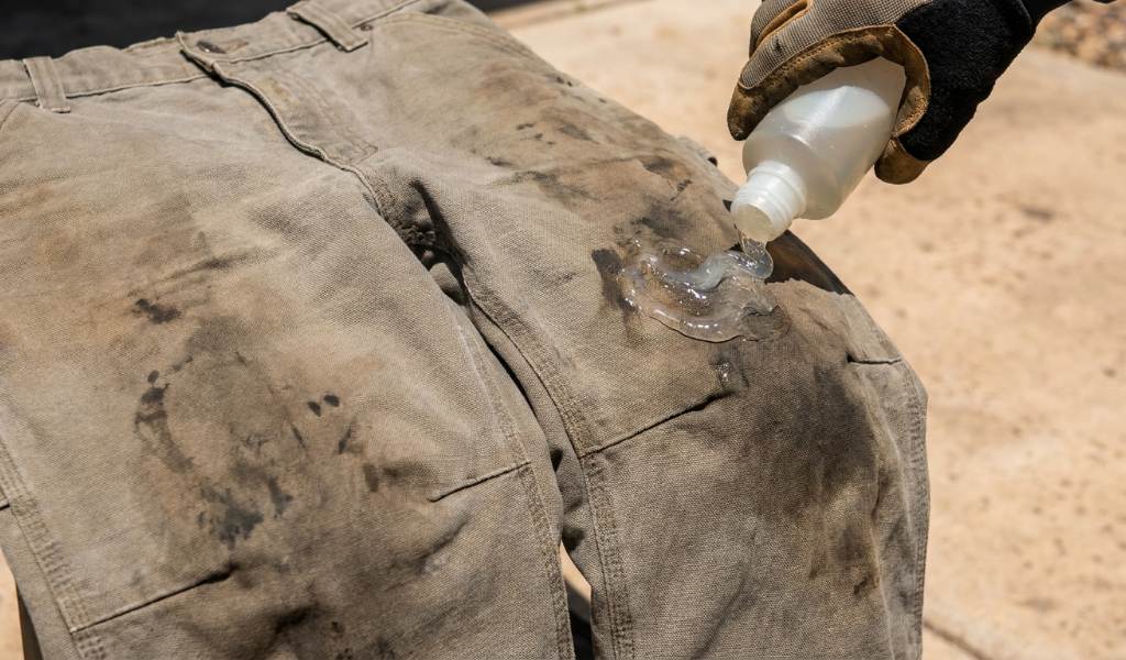 Refreshing greasy workwear in Houston utility room